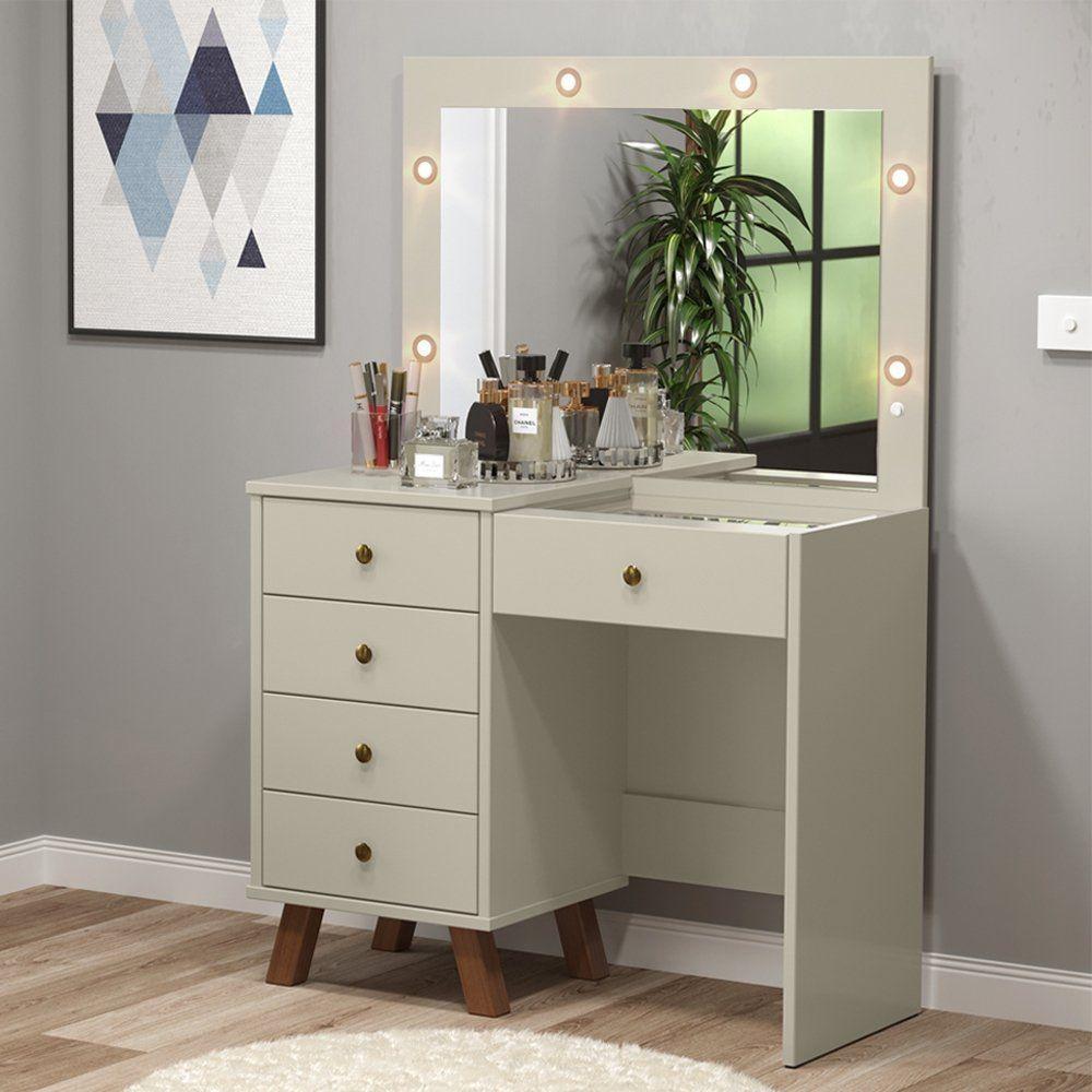 Penteadeira Camarim Com 05 Gavetas Mel Off White Patrimar - 1