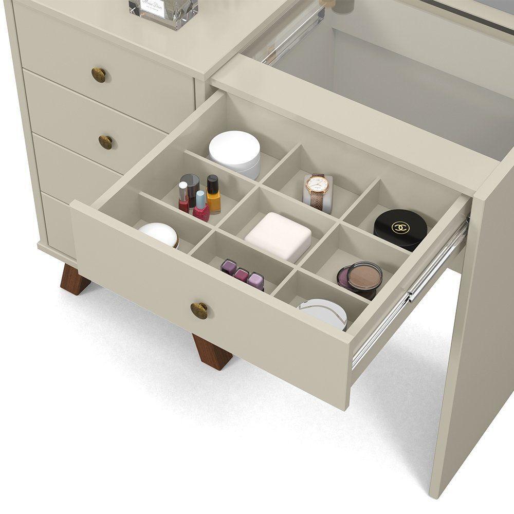 Penteadeira Camarim Com 05 Gavetas Mel Off White Patrimar - 4