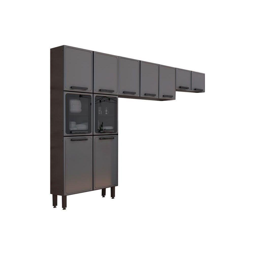 Cozinha Modulada Bertolini Estilo  3 Peças (2 Armários + 1 Paneleiro) CPT90 Cinza/Grafite - 1