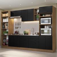 Armário De Cozinha Completa 330cm Rustic/preto Agata Madesa 02 Rustic/preto - 1