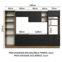 Armário De Cozinha Completa 330cm Rustic/preto Agata Madesa 02 Rustic/preto - 9