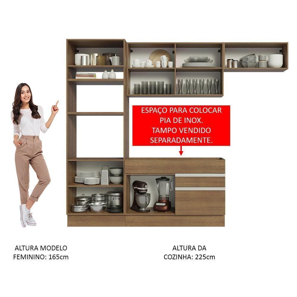 Armário De Cozinha Completa 270cm Rustic Glamy Madesa 15 Rustic - 7