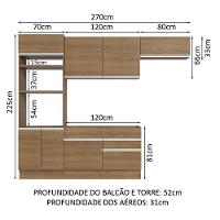 Armário De Cozinha Completa 270cm Rustic Glamy Madesa 15 Rustic - 9