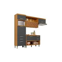 Kit de Cozinha Completa 3 Peças Princesa  (Balcão + Aéreo + Paneleiro) C3P23 Freijo/Grafite - Nesher - 1