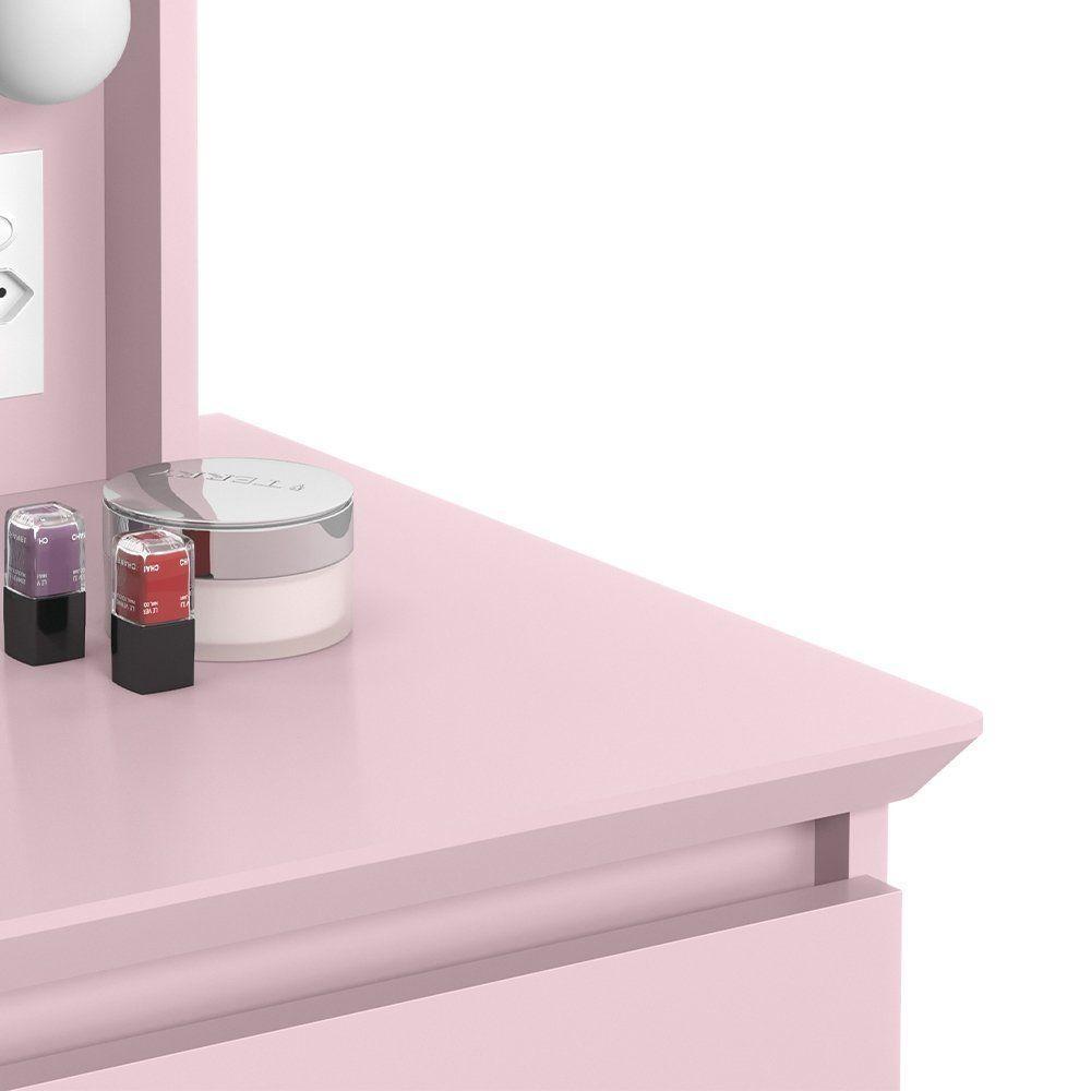 Penteadeira Camarim Com Espelho E Banqueta Strass Rosa - 4