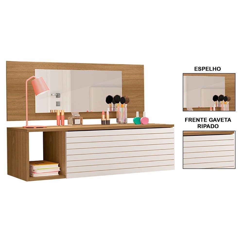 Penteadeira Suspensa Com Painel E Espelho Joy Nature Branco - 1