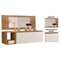 Penteadeira Suspensa Com Painel E Espelho Joy Nature Branco - 1