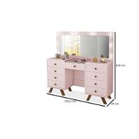 Penteadeira Camarim Mila 9 Gavetas Led Espelho Pés De Madeira Rosê - 2