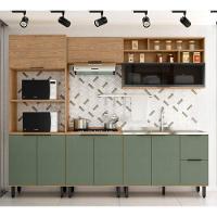 Cozinha Completa 9 Portas 3 Gavetas 100% Mdf Mx Móveis Toscana - Freijó/Jade - 1