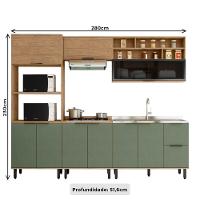 Cozinha Completa 9 Portas 3 Gavetas 100% Mdf Mx Móveis Toscana - Freijó/Jade - 5