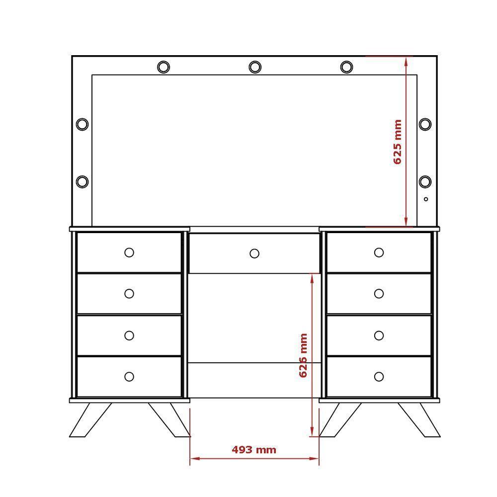 Penteadeira Com Espelho E Leds Com 9 Gavetas Off White - 3
