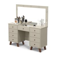 Penteadeira Com Espelho E Leds Com 9 Gavetas Off White - 6