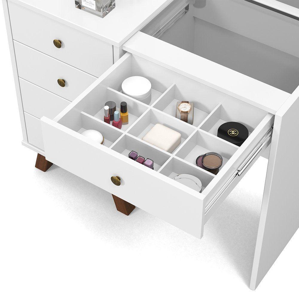 Penteadeira Camarim Com 05 Gavetas Mel Branco Patrimar - 2