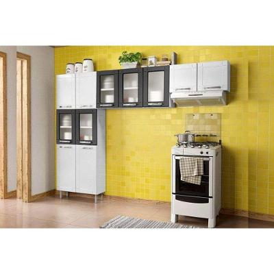 Kit de Cozinha Completa Múltipla 11 Portas em Aço 245cm Branco Preto