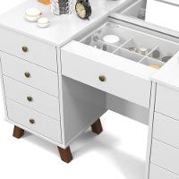 Penteadeira Camarim Com Espelho E Leds Com 9 Gavetas Branco - 3