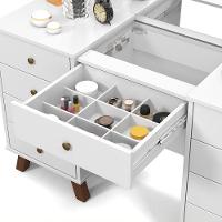 Penteadeira Camarim Com Espelho E Leds Com 9 Gavetas Branco