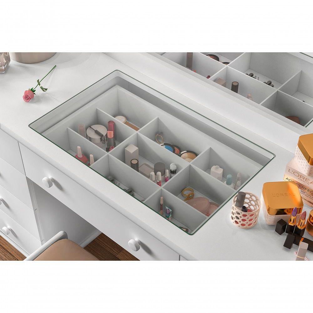 Penteadeira Camarim Com Banqueta 9 Gavetas Branca - 6