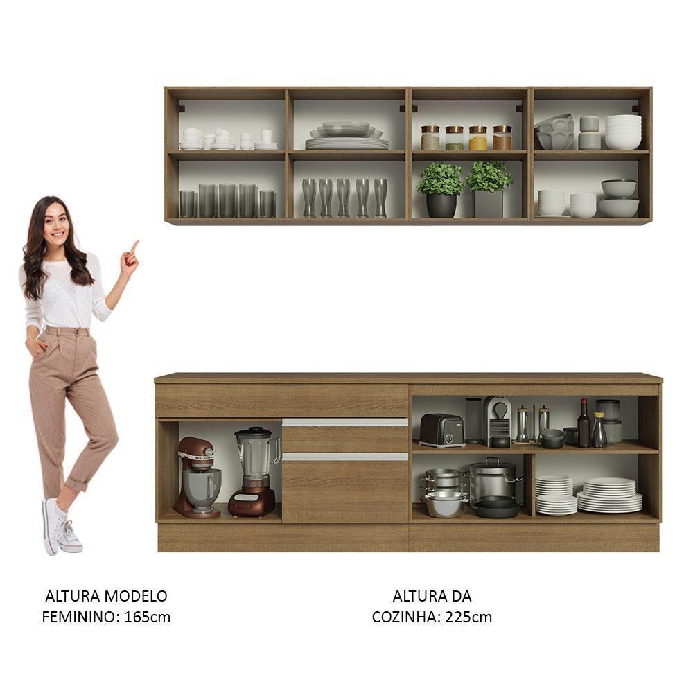 Armário De Cozinha Completa 240cm Rustic Glamy Madesa 06 Rustic - 7