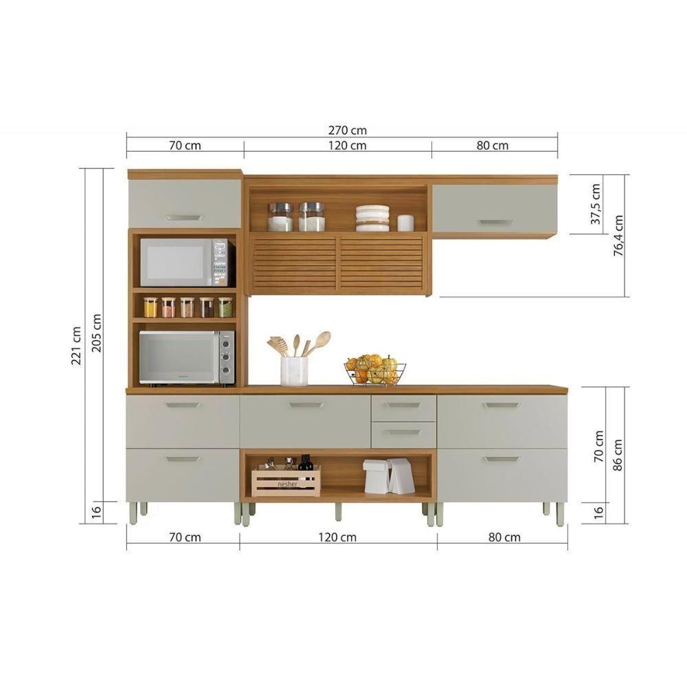 Cozinha Completa Princesa 4 Peças (2 Balcões + Aéreo + Paneleiro) C4p15 Freijo/off White - Nesher - 4