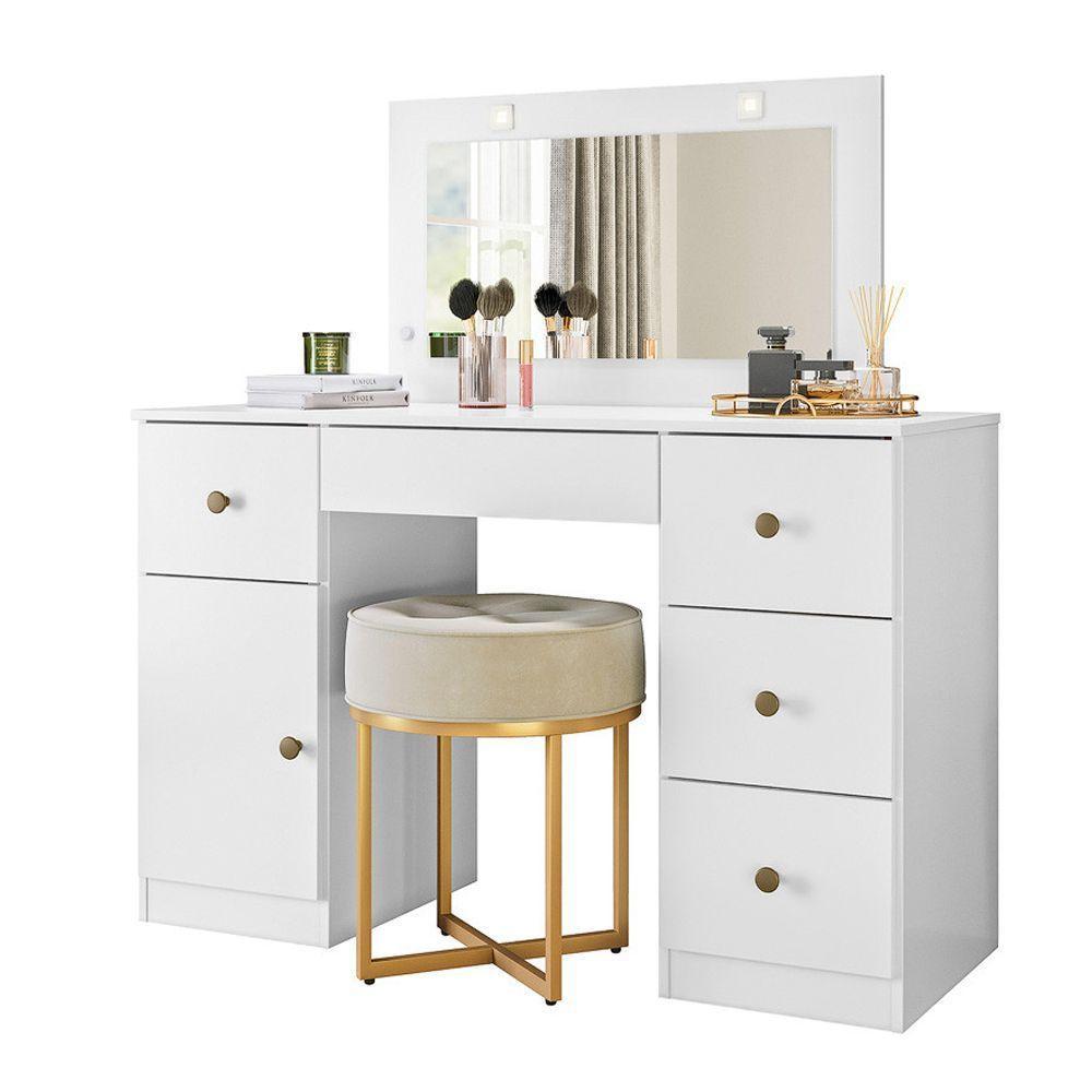 Penteadeira Camarim Com Led E Espelho Sonhos Branco 990440 - 4