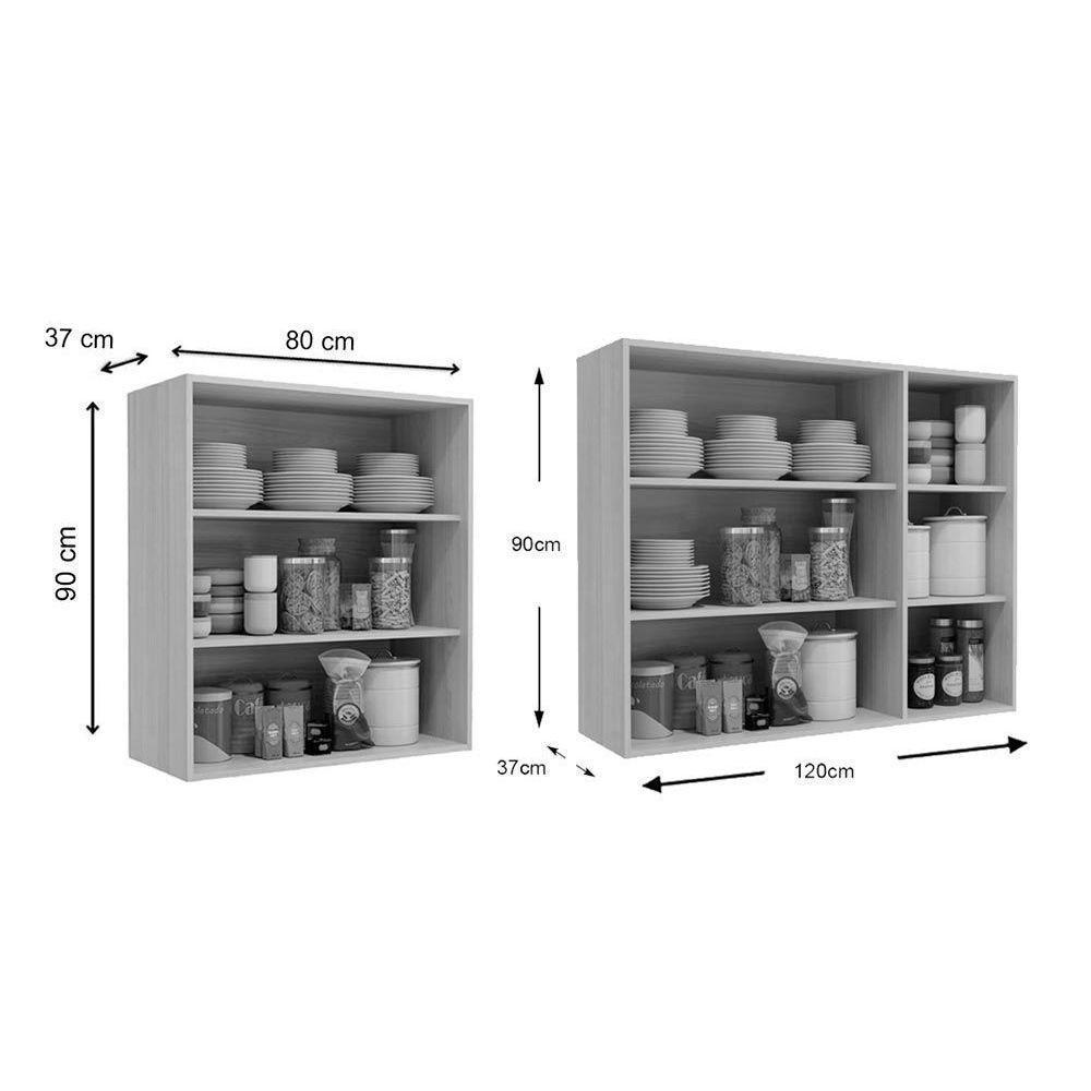 Cozinha Modulada Kappesberg Maxxi  6 Peças (2 Armários + 2 Balcões + 2 Complementos) C6P23 Nogal - 2