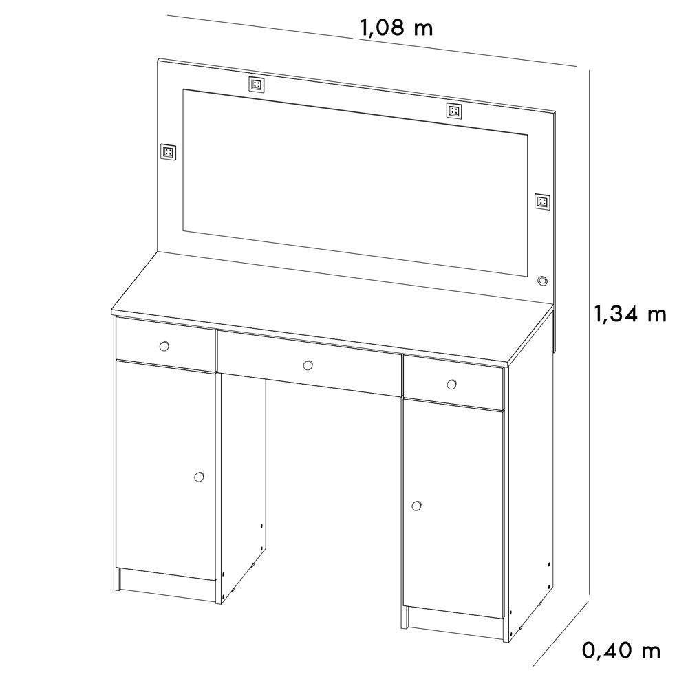 Penteadeira Camarim C/Espelho E Led 2 Portas Carisma Branco - 2