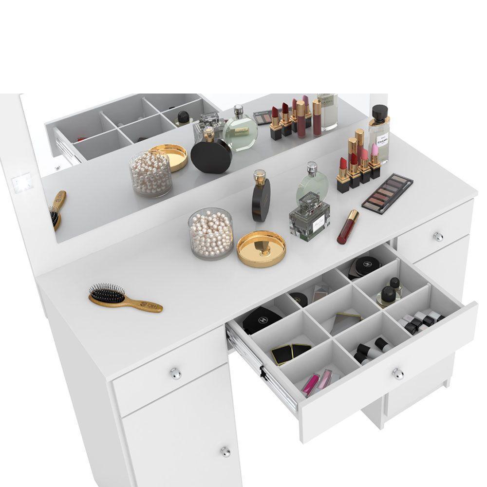 Penteadeira Camarim C/Espelho E Led 2 Portas Carisma Branco - 3