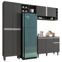 Cozinha Modulada Completa Vanessa 5 Peças 230cm Cinza Escuro - Desk Design