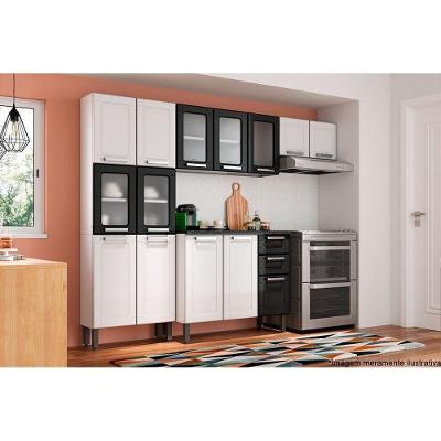 Kit de Cozinha Completa Múltipla 4 Peças 14 Portas 2 Gavetas Aço 105cm Branco Preto