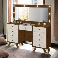 Penteadeira Com Espelho Mila Malbec E Off White - 1