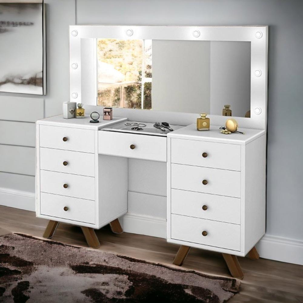 Penteadeira Camarim Com Espelho Mila Branco - 1