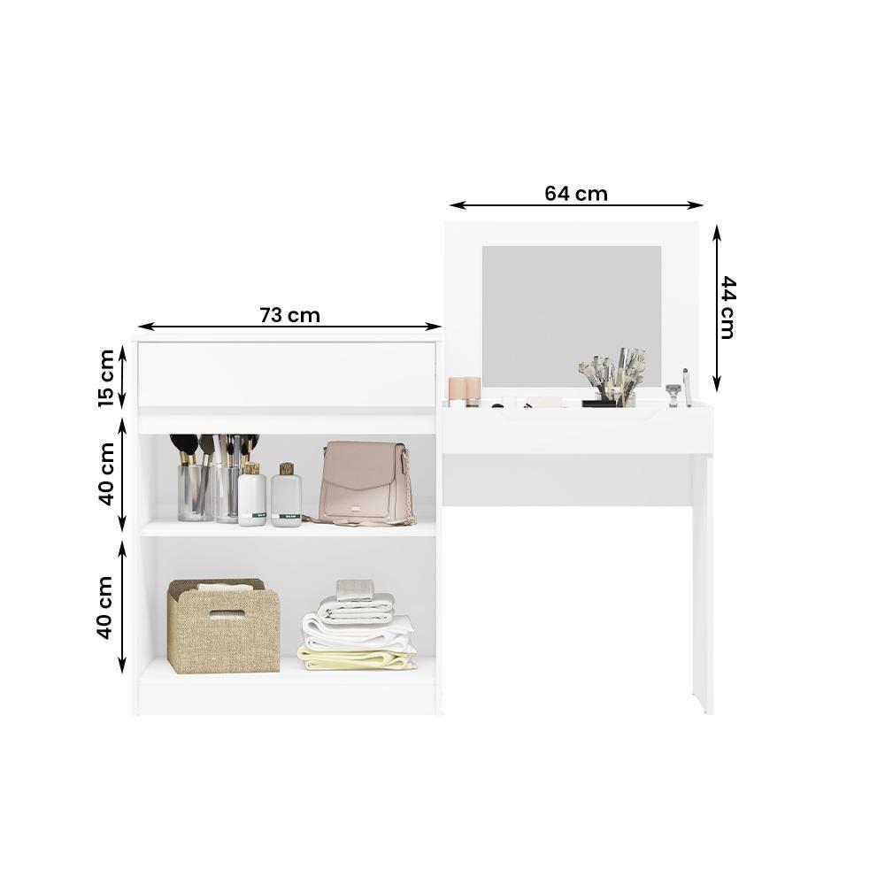 Escrivaninha Penteadeira Trend Com 2 Portas E 1 Gaveta Branco Fosco Branco Fosco - 4