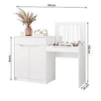 Escrivaninha Penteadeira Trend Com 2 Portas E 1 Gaveta Branco Fosco Branco Fosco - 3