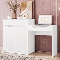 Escrivaninha Penteadeira Trend Com 2 Portas E 1 Gaveta Branco Fosco Branco Fosco - 7