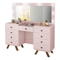 Penteadeira 8 Gavetas Porta Joias Tampo de Vidro Finn Rose - 1