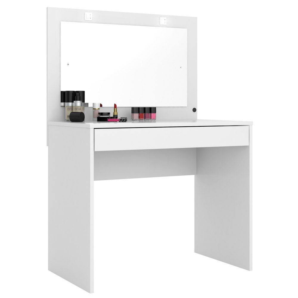 Penteadeira Camarim c/ Espelho 1 Gaveta Atraente D02 Branco - 1