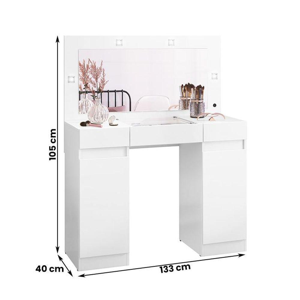 Penteadeira Camarim C/Luz De Led 2 Portas 3 Gavetas Branco - 1