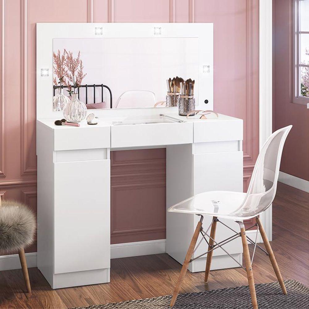 Penteadeira Camarim C/Luz De Led 2 Portas 3 Gavetas Branco - 3