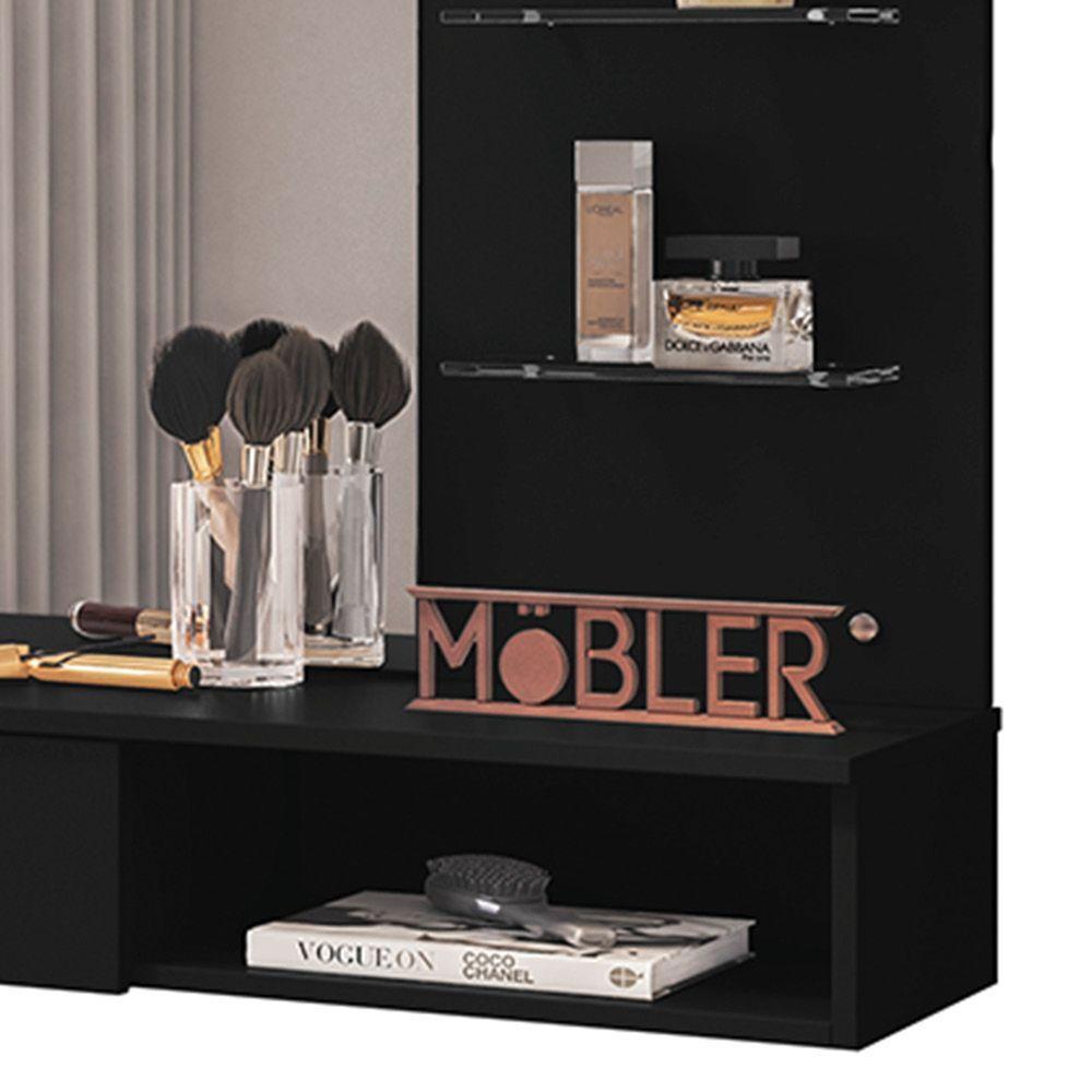 Penteadeira Camarim Suspenso c/Espel 1Gav 135 Preto-D'Rossi - 4