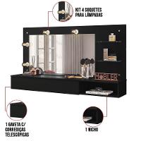 Penteadeira Camarim Suspenso c/Espel 1Gav 135 Preto-D'Rossi - 3