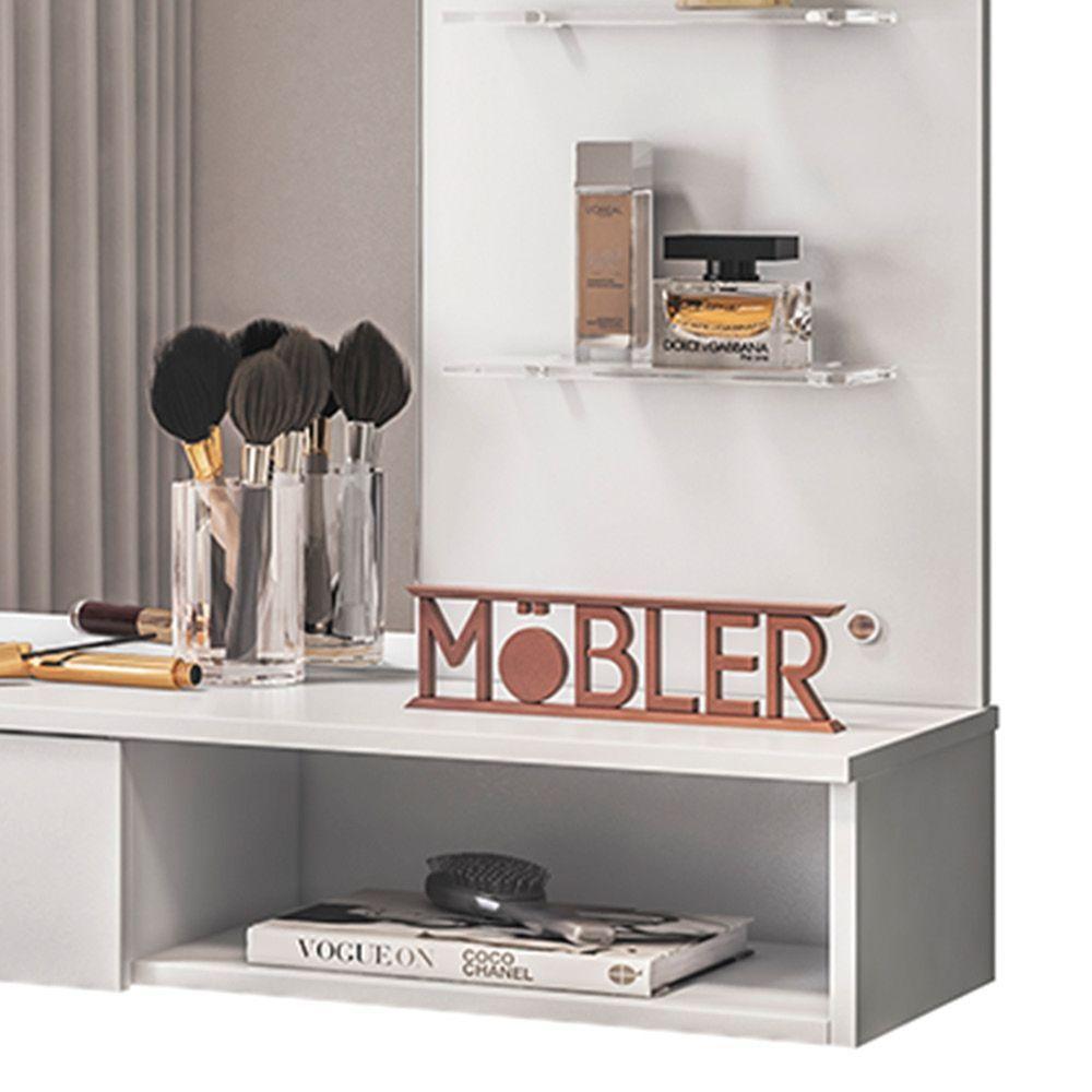 Penteadeira Camarim Suspenso c/Espel 1Gav 135 Branc-D'Rossi - 5