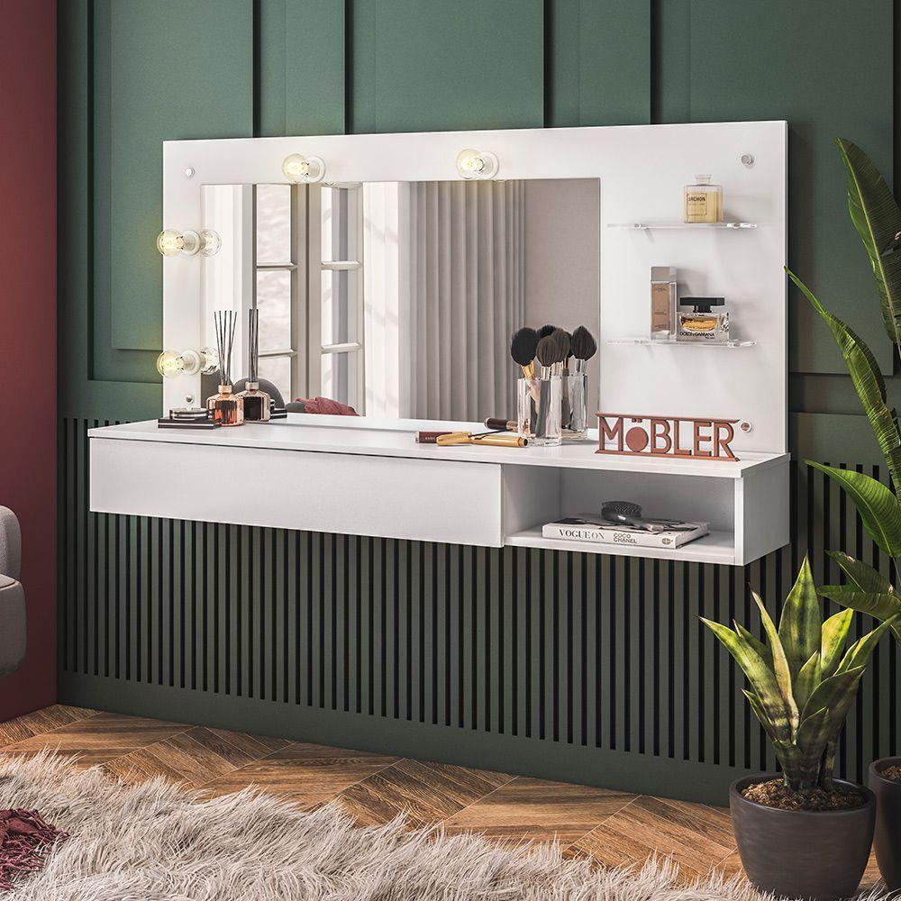 Penteadeira Camarim Suspenso c/Espel 1Gav 135 Branc-D'Rossi - 7