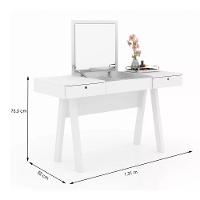 Penteadeira Escrivaninha Com Espelho Pe2002 Branca Branca - 6