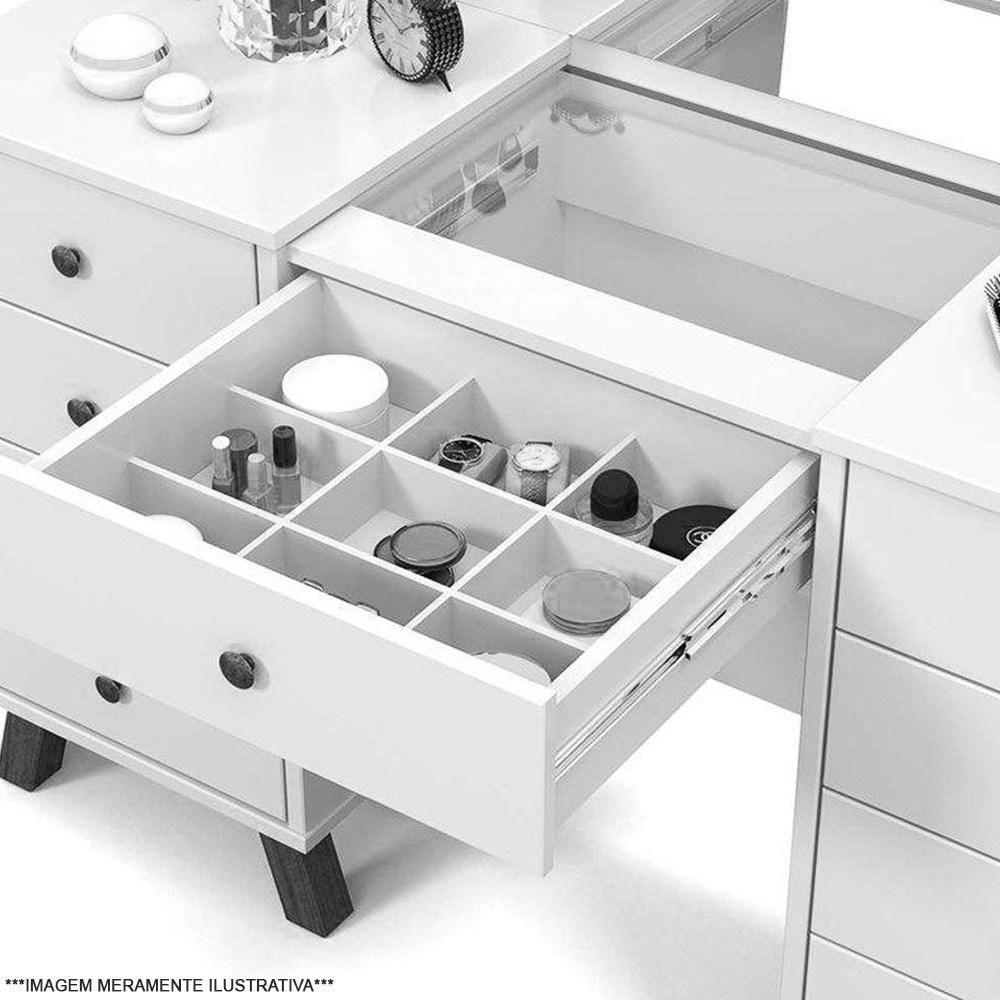 Penteadeira Com Espelho 9 Gavetas Mila Malbec/Off White - 3