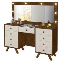 Penteadeira Com Espelho 9 Gavetas Mila Malbec/Off White - 1