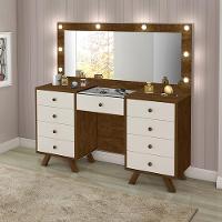 Penteadeira Com Espelho 9 Gavetas Mila Malbec/Off White - 4