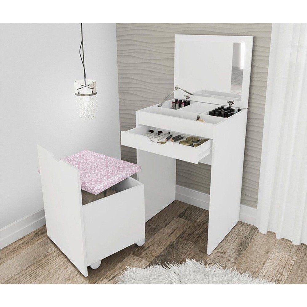 Penteadeira Compacta com Espelho Branco/rosa Tecno Mobili - 4
