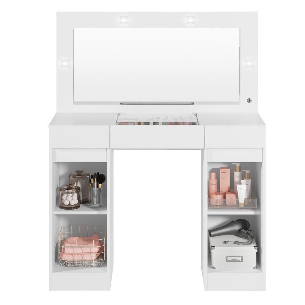Penteadeira Com Espelho E Led 3 Gavetas Beauty A02 Branco - 2