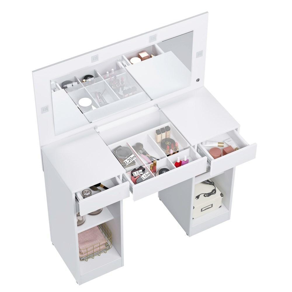 Penteadeira Com Espelho E Led 3 Gavetas Beauty A02 Branco - 5