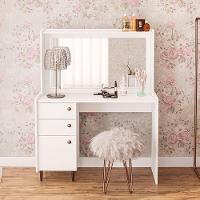 Penteadeira Camarim 1 Porta 2 Gavetas Branco Pés Palito - 6